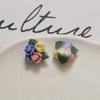 Color Cerámico Forma de Flor Rosa Perforado Moda Elegante Combinable Joyería para la Oreja Tocado para Mujer Colgante Accesorios DIY