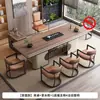 Mesa de Té de Pizarra con Veta de Madera 2025 Nuevo Juego de Té de Gama Alta Estilo Chino Nuevo Tetera Integrada Mesa de Té Totalmente Automática para Oficina