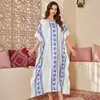 Bata Larga Estampada Estilo Exótico para Mujer Dobladillo Ancho Mangas Murciélago Ropa de Casa Cuello en V Camisón Vacaciones Playa Protección Solar Cubre Traje