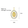 Produto popular transfronteiriço europeu e americano: Pingente oval de madrepérola com borda de ouro cravejada de diamantes e imagem em relevo, acessório de colar DIY
