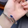 Pulsera de Zafiro Natural Piedra Desnuda 5*7mm Plata S925 Seiko Incrustado Zafiro Natural Soporte de Detección