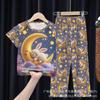 Pijamas Nuevos para Niñas, Manga Corta y Pantalón Largo de Primavera y Verano, Conjuntos para Niños, Ropa para Casa, Grupo de Cazadores de Brujas de Dibujos Animados, Ropa con Aire Acondicionado