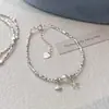 Pulseira de Prata Quebrada Estrela do Mar Concha de Pérola Moda Feminina Pulseira Personalizada Acessórios de Luxo Leve de Verão Nicho para Melhores Amigas