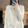 Cardigan de Tricô 100% Lã Feminino para o Dia a Dia, Gola Redonda, Cor Sólida, Zíper Duplo, Curto, Slim Fit, Moda Nova Primavera 2026