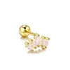 Pendientes de Acero Inoxidable con Forma de Corona Transfronterizos, Uñas para Labios, Uñas para Cartílago de la Oreja, Pendientes de Zirconia Marquise, Joyería para Piercings con Rosca Externa