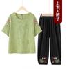 Conjunto de Ropa de Verano para Abuela, Algodón Puro Manga Corta Modelo Nuevo 2025, Camiseta para Mujeres de Mediana Edad y Mayores, Ropa para Mamá para Personas Mayores y Señoras Mayores