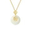 Nuevo collar con hebilla de Ruyi Ping An para mujer, de plata de ley S925, estilo chino, con hueco Xiangyun Hetian Jade, cadena de clavícula con nicho