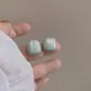 Pendientes de Botón Cuadrados Geométricos Simples, Pendientes de Diseño Nuevo Fresco de Nicho Ovalado, Pendientes Versátiles Estilo Popular