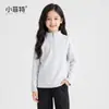 Fábrica de Roupas Infantis Xiaofei 2026 nova blusa de manga comprida básica de inverno para meninas, top casual para crianças mais velhas