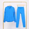Conjunto de jaqueta com gola alta e calça cropped da marca LULU DF, em estoque, entrega direta, justo, respirável, elástico, com zíper dourado