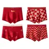 Ropa Interior para Hombre Tipo Algodón Puro Algodón Color Rojo para el Año de Nacimiento, Calzoncillos tipo bóxer Talla Grande, Pantalones Cortos de Algodón 100% Antibacterianos de Ángulo Plano
