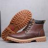 Botas Martin de invierno para hombre, estilo coreano, modernas, botas overol, forradas de lana cálida, botas de cuero tendón de res, botas desierto retro británicas