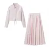 Atacado Aliexpress Outono 2025 Novo Conjunto de Duas Peças Feminino Estilo Europeu e Americano: Camisa de Manga Longa com Gola + Saia para Mulheres