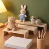 Estante de almacenamiento de escritorio simple de madera maciza, elevador de escritorio de madera engrosado, almacenamiento y organizador para cosméticos, muñecas y libros