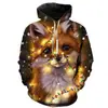 Nuevo Sudadera Trendy para Hombre Otoño e Invierno con Estampado de Gato Impresión Digital 3D Sudadera con Capucha Deportiva Casual