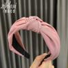 K-Style da Faixa de Cabelo de Novo Estilo com Bordas Largas, Faixa de Cabelo Simples de Tecido, Presilha de Cabelo Coreana com Nó para Lavar o Rosto, Acessórios de Cabelo de Sarja de Cor Pura, Faixa de Cabelo