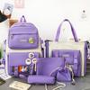 Nova mochila escolar primária feminina de três a cinco e seis anos, estilo coreano, grande capacidade, cinco peças, mochila infantil, mochila