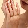 Anillo Estilo Ins con Circonia Súper Brillante 3A, Acero de Titanio Chapado en Oro de 18 Quilates, Anillo Ajustable, Acero de Titanio que No se Desvanece