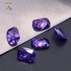 Venda quente de fábrica roxo azul zircônia retangular gorda fundo pontudo gema sintética qualidade 5A zircônia cúbica travesseiro longo