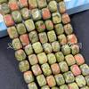 Ágata de cristal de 8*10 mm, topacio ojo de tigre verde, mausoleo oriental, cuentas cuadradas sueltas, cuentas cuadradas con agujero recto amorfo, accesorios de joyería