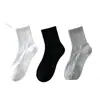 Calcetines antibacterianos de 10A de longitud media y corta para hombre y mujer, con suelas de masaje, color liso, transpirables, resistentes al olor, absorbentes de sudor, calcetines deportivos casuales para todas las estaciones
