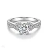 Anillo de Diamante Micro-Pavé Transfronterizo Plata de Ley 925 Anillo Combinado Dos en Uno Apilable Zirconia 4A Fabricante Dropshipping