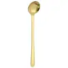 Cuchara de Acero Inoxidable Spot Grado Alimenticio 304 Cuchara Plana Profundizada para el Hogar Cuchara Redonda para Postre Café Mango Largo Cuchara para Revolver