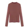 Axi Otoño e Invierno Nuevo Suéter de Punto para Mujer con Cuello Irregular de Color Sólido de Manga Larga Camisa Base Chic Tendencia