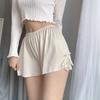 Calça de Segurança Jk para Mulheres, Anti-Exposição, Pode Ser Usada por Fora, Shorts Finos de Seda Gelada Soltos de Verão com Renda Branca para Mulheres, Cor Pura
