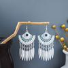 Pendientes con borlas de plata estilo étnico Miao, pendientes con borlas de turquesa bohemios, pendientes con atracciones turísticas de minorías étnicas