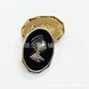 Botão de metal poligonal oval com padrão de cabeça humana, casaco feminino, suéter, decoração de carcela