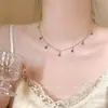 Collar de titanio con perlas y circonitas estilo ins coreano, cadena para la clavícula de nicho de lujo ligero de alta gama, elegante accesorio de cadena para el cuello para mujer