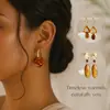 Aretes estilo Melard transfronterizos, aretes de resina ámbar, aretes geométricos vintage de carey color caramelo, aretes de mujer otoño/invierno