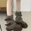Otoño 2026 Nueva Moda Diseño Versátil Hebilla de Cinturón Botas Martin Estilo Retro Británico Suela Gruesa Tacón Grueso Botas de Combate