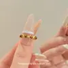 Anillo de Piedra Ojo de Tigre Maillard Estilo Xiaohongshu para Mujer, Anillo Exquisito de Diseño de Nicho para Dedo Índice, Anillo Versátil de Lujo Ligero