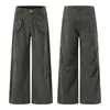 YECHUAN # Pantalones anchos de estilo americano con bolsillos laterales curvos, adecuados tanto para hombres como para mujeres, pantalones casuales rectos versátiles, pantalones de trabajo