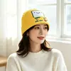 Nuevo gorro cálido de dibujos animados sonrientes para otoño e invierno para hombres y mujeres, gorro de punto sin ala moderno, dulce y genial, para commuting