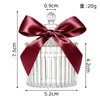 Tarro de dulces de boda con forma de lazo estilo Ins, caja de dulces de plástico transparente, caja de regalo de recuerdo de boda con lazo blanco roto y verde guisante