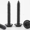 Tornillos Autorroscantes Redondos Negros de Acero Inoxidable 201 con Arandela y Ranura Phillips, Tornillos de Cabeza Plana M2/M3/M4/M5