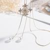 Colar Versátil Moda Florido Estilo Coreano Diamante Acessórios Outono e Inverno Liga Olho de Gato Franja Pérola Colar Longo