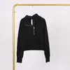 Moletom Lulu com Gola Alta e Meio Zíper com Etiqueta, Em Estoque Entrega Direta, Etiqueta Dourada, Zíper Dourado, Moletom Casual Solto Curto de Fleece