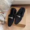Zapatos peludos Gu Yun Otoño e Invierno 2026 para Mujer con Hebilla Metálica, sin cordones, punta cerrada, forro de felpa, cálidos, pantuflas perezosas de punta cerrada