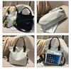 Bolsa Tote de Grande Capacidade, Bolsa para Deslocamento, Bolsa Satchel de Ombro de Lona, Bolsa Feminina, Cor Pura, Estilo Simples Transfronteiriço, Bolsa Estudantil para Aulas Particulares