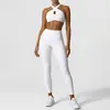Conjunto de Ropa de Yoga Estilo Europeo y Americano, Alta Elasticidad, Correas Finas con Sensación de Segunda Piel, Hermoso Diseño de Espalda, Levanta Glúteos, Conjunto Deportivo de Dos Piezas de Cintura Alta para Mujer, Retorno Rápido