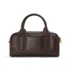 Bolso Boston de Piel de Vaca de Primera Capa Curtida al Vegetal, Bolso de Piel Genuina para Mujer, Bolso de Mano de Moda Retro, Bolso Pequeño Cuadrado de Hombro Cruzado Estilo Bowling
