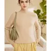 Suéter Feminino de Cashmere Gola Alta Meia-Calça Outono/Inverno 2023, Espessura de Sete Agulhas Estilo Curto, Suéter Básico 100% Cashmere de Cabra com Manga Raglan