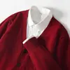 Cardigã de Lã Masculino Gola V Novo Solto Tamanho Grande Suéter Peça de Roupa Externa Casual para Meia-Idade Suéter Masculino de Botão Único Manga Longa