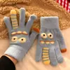 Guantes Lindo Monstruo Sin Dedos Pantalla Táctil Felpa Tejidos para Mujeres en Invierno Cálidos Estudiantes Forrados de Polar Engrosados a Prueba de Frío Ciclismo Bici