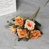 Comercio Exterior Flores Artificiales Transfronterizas para Bodas, Pequeños Ramilletes de Rosas, Rosas Estilo Europeo, Rosas de Borde Enrollado, Rosas de Gama Alta al por Mayor