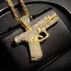 Colar de Pistola Cravejado com Diamantes Hip-Hop Europeu e Americano Mais Vendido Transfronteiriço Criativo Versátil Cool Tendência Joia Masculina Presente